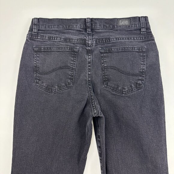 Lee Relaxed Fit Straight Leg Mid Rise Women's size 8P Black Denim jeans - Picture 5 of 5